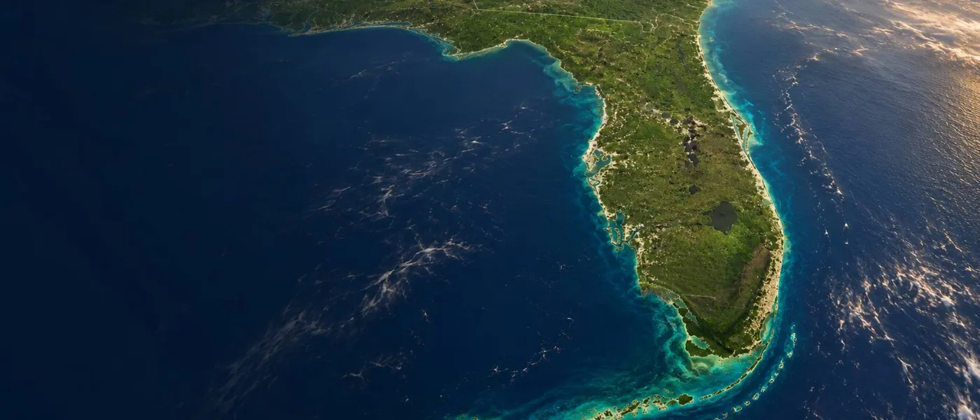 Vista aérea de la península de Florida